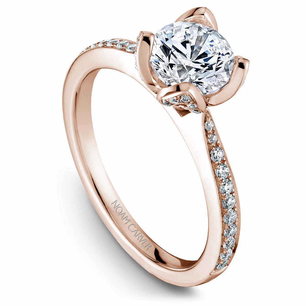 Modern Edge Noam Carver Floral Diamond Engagement Ring Setting in Rose Gold