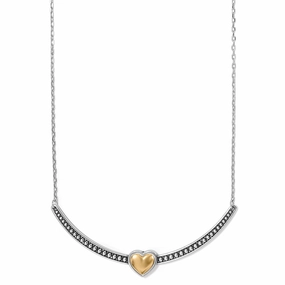 Brighton Pretty Tough Bold Heart Bar Necklace Delicate Edge