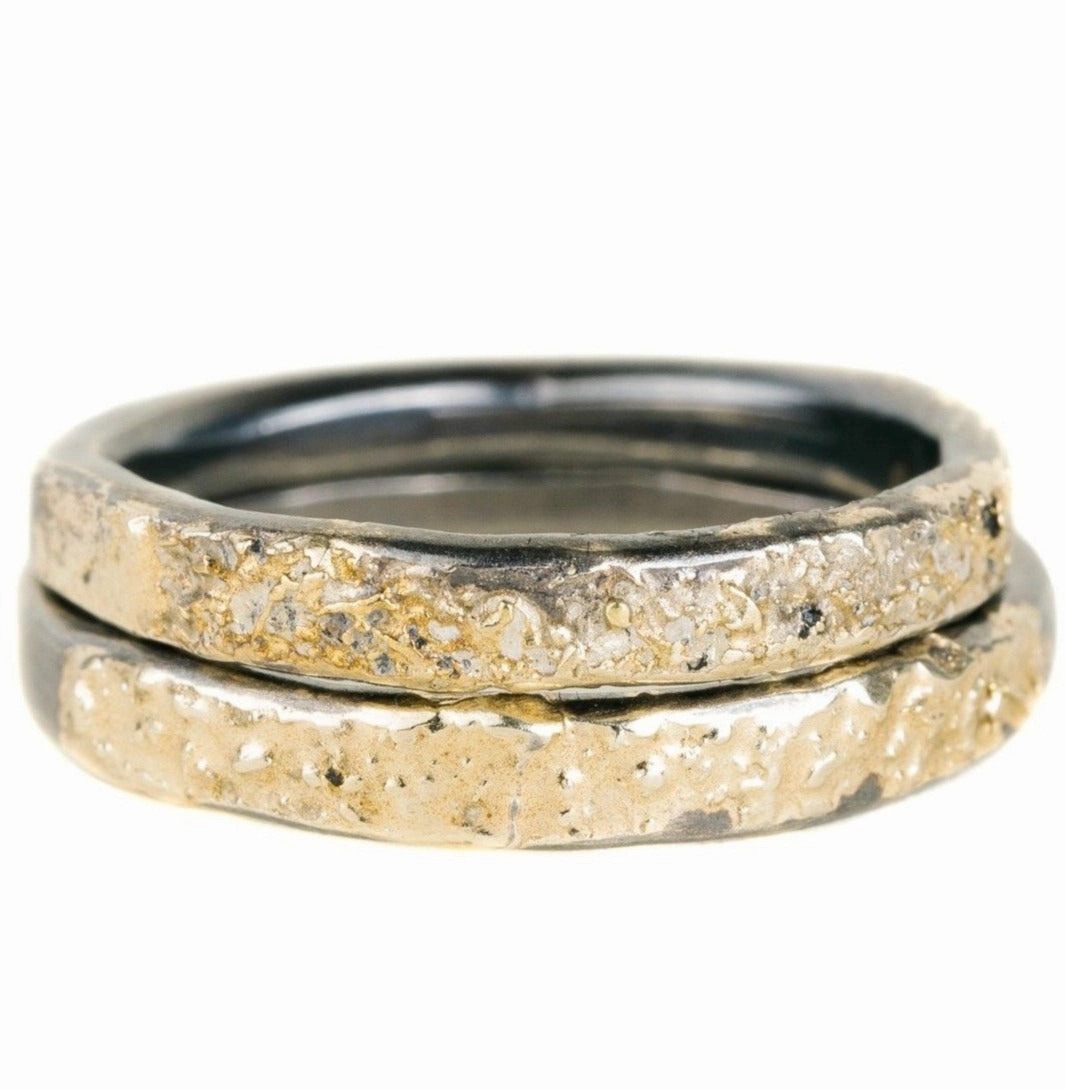 Effortless Fit Everyday Sparkle Crescent Band - 18ky Gold   Oxidized Silver