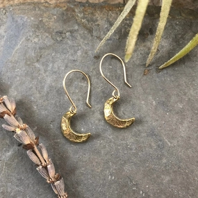 Crescent Moon Celestial Earrings - Brass   Gold-Fill Premium Shine bright light