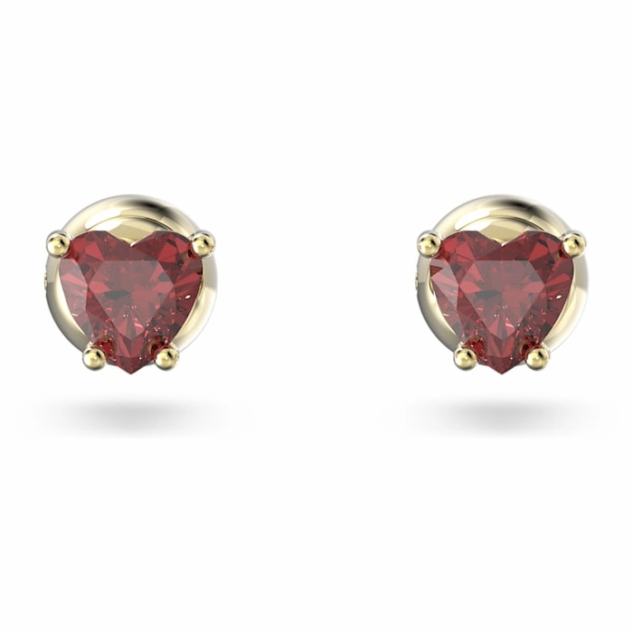 Everyday Wear Swarovski Stilla stud earrings, Heart, Red, Gold-tone plated