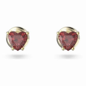 Everyday Wear Swarovski Stilla stud earrings, Heart, Red, Gold-tone plated