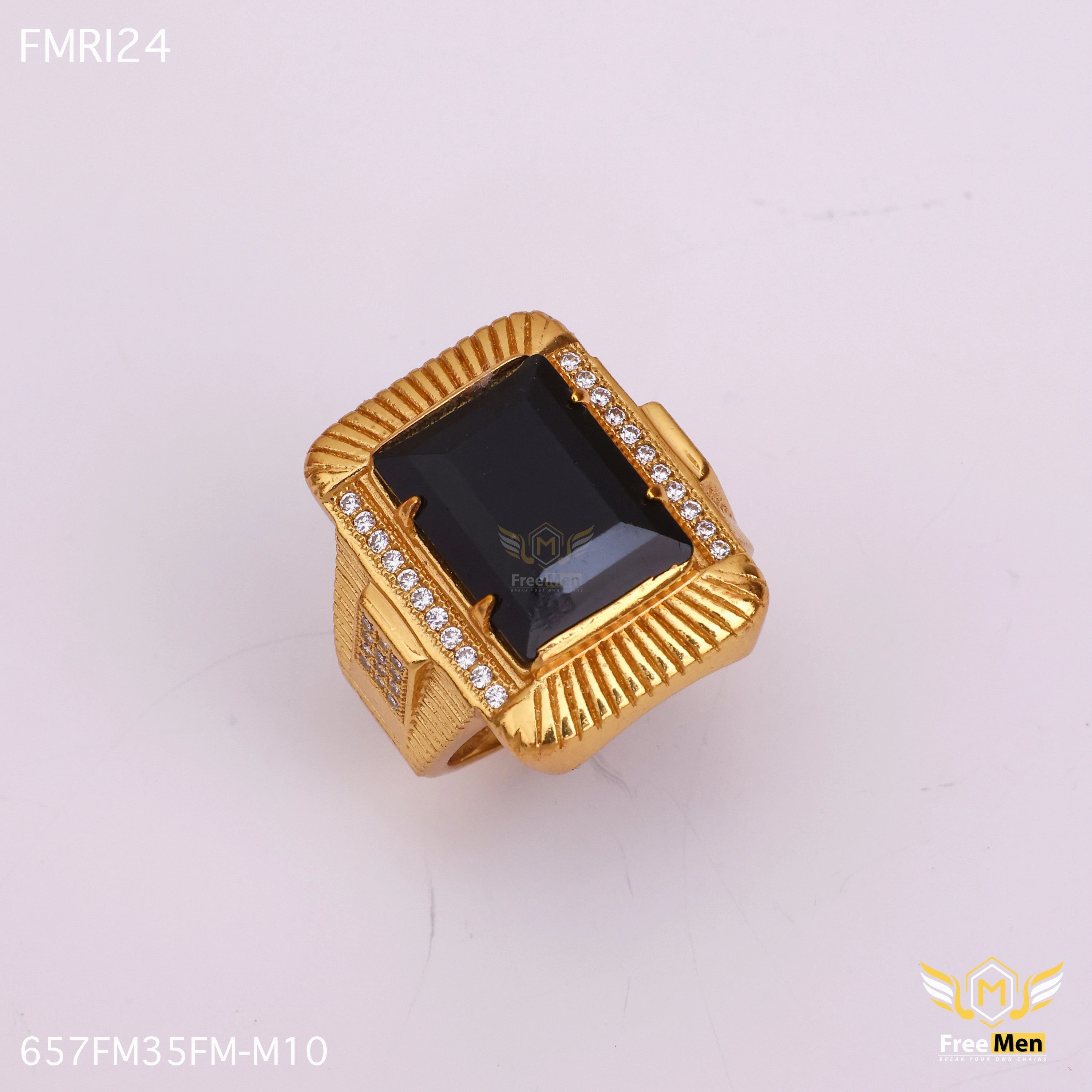 Freemen Encircle Black Big AD Design Golden Ring - FMRI24 Sparkling Jewelry Sophisticated Appeal