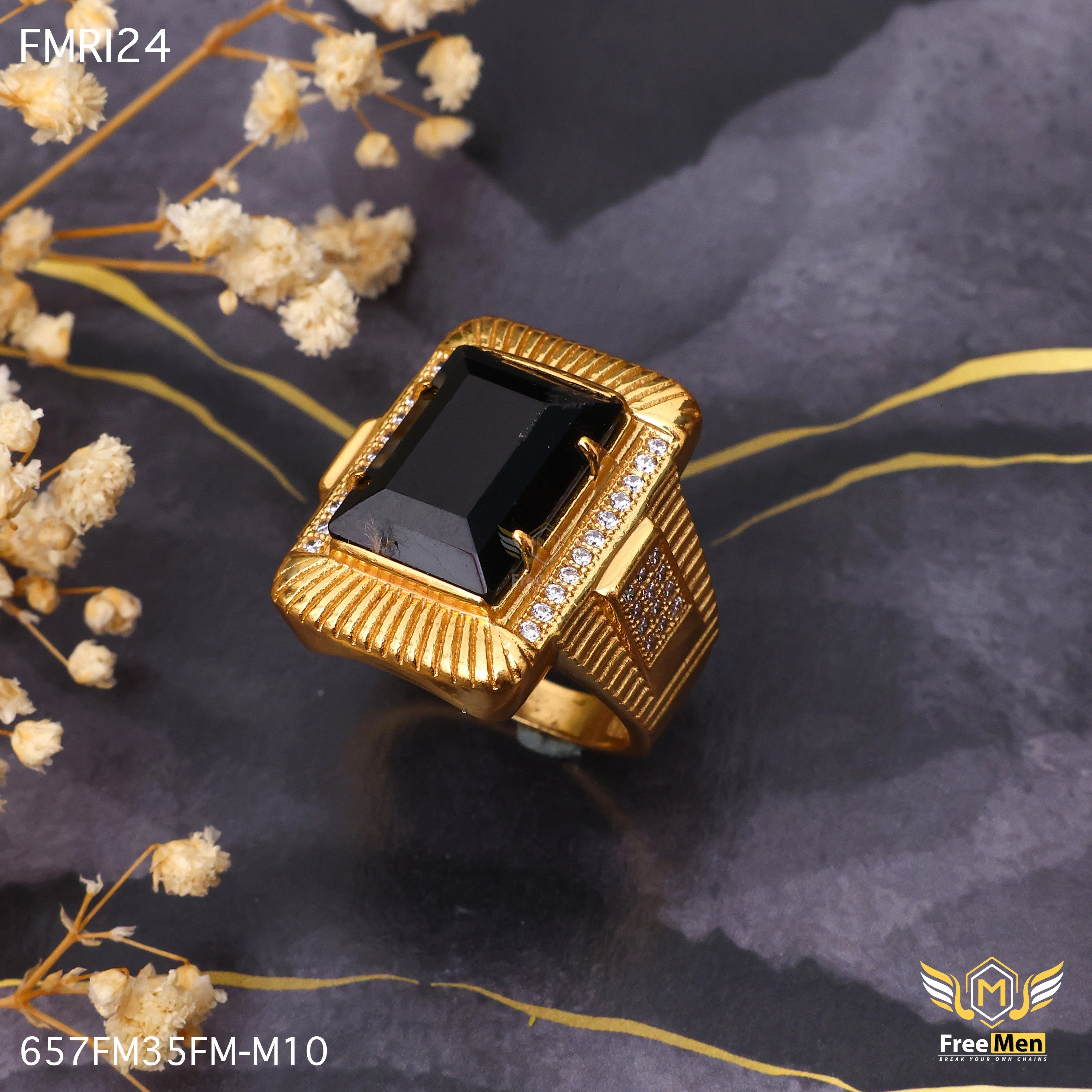 Freemen Encircle Black Big AD Design Golden Ring - FMRI24 Valentine Token
