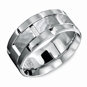 Smart Present Carlex Carved 9mm Wedding Ring in 18K White Gold