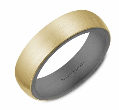 Artisan Embellishment Simple Token CrownRing Classic 6mm Wedding Ring in 14K Yellow/Gray Tantalum/Gold