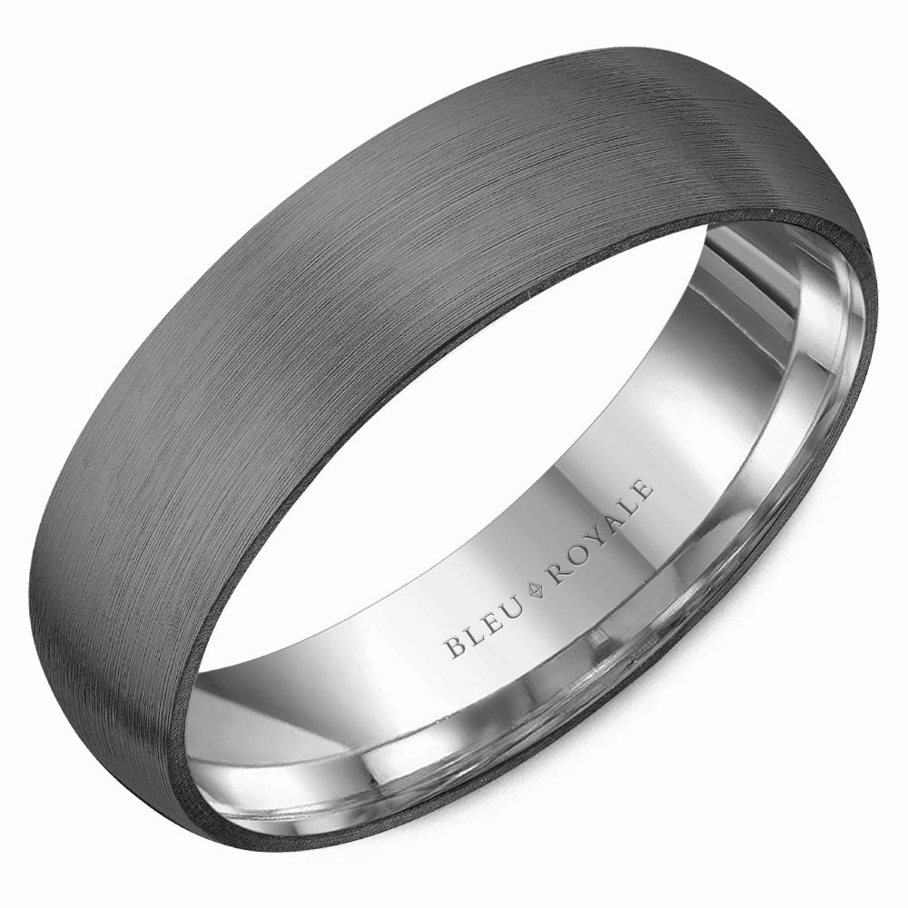 Iconic Accent Exquisite Gift CrownRing Textured 6mm Wedding Ring in 14K White Gold/Tantalum