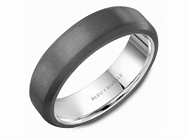 CrownRing Textured 6mm Wedding Ring in 14K White Gold/Tantalum Elegant Article Luxury Insignia