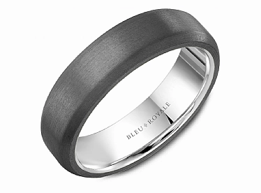 Trendy Adornment CrownRing Textured 6mm Wedding Ring in 14K White Gold/Tantalum
