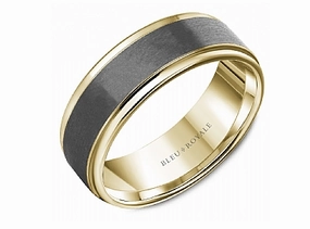 CrownRing Textured 7.5mm Wedding Ring in 14K Yellow Gold/Tantalum Mother Gift