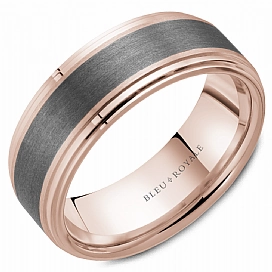 Plated Finish Imperial Measure CrownRing Textured 8mm Wedding Ring in 14K Rose Gold/Tantalum