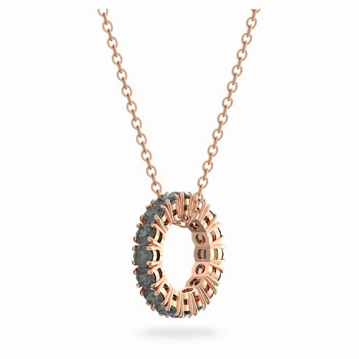 Swarovski Exalta pendant, Black, Rose gold-tone plated Refined Accent