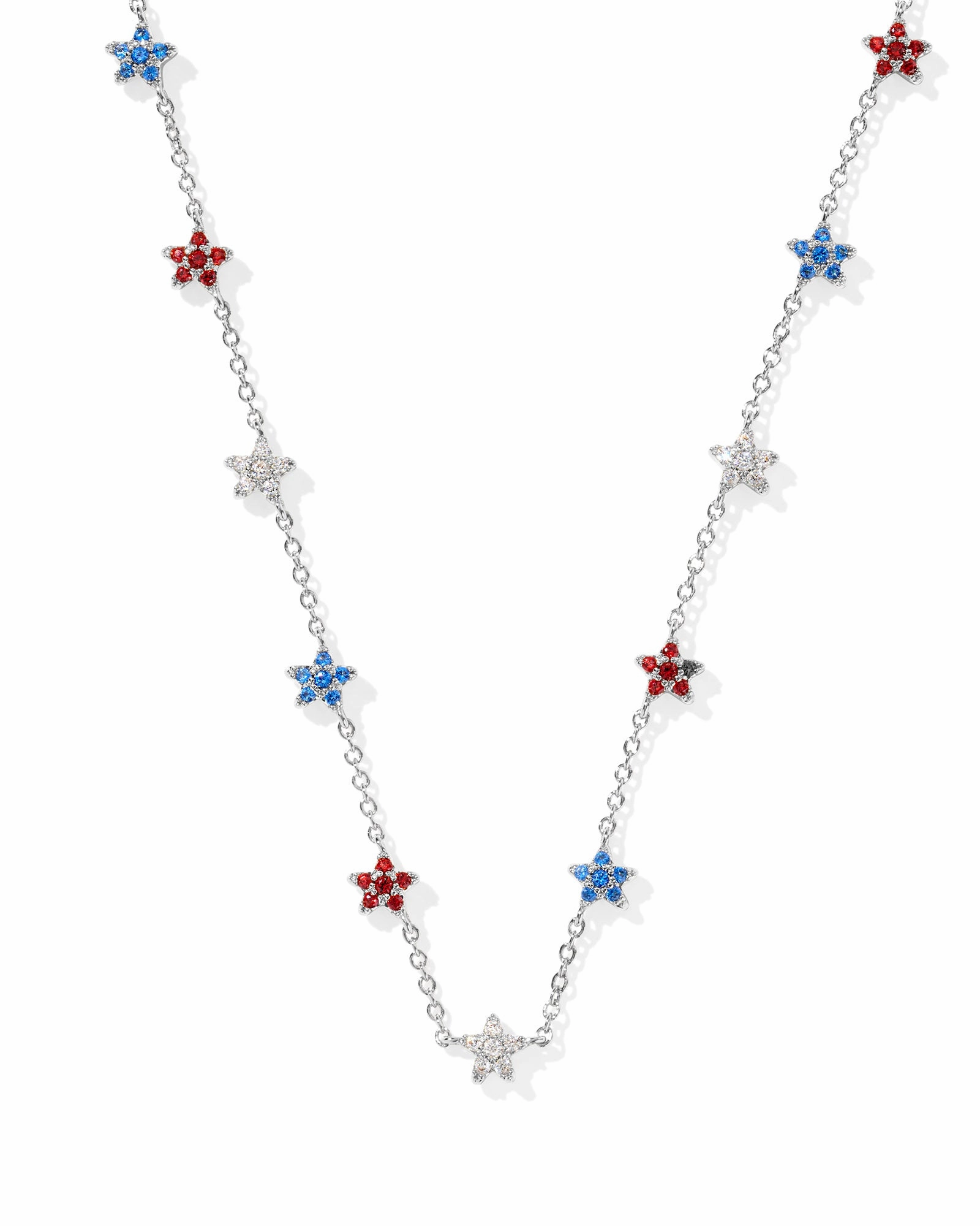 Kendra Scott Sierra Star Silver Crystal Strand Necklace Impeccable Highlight