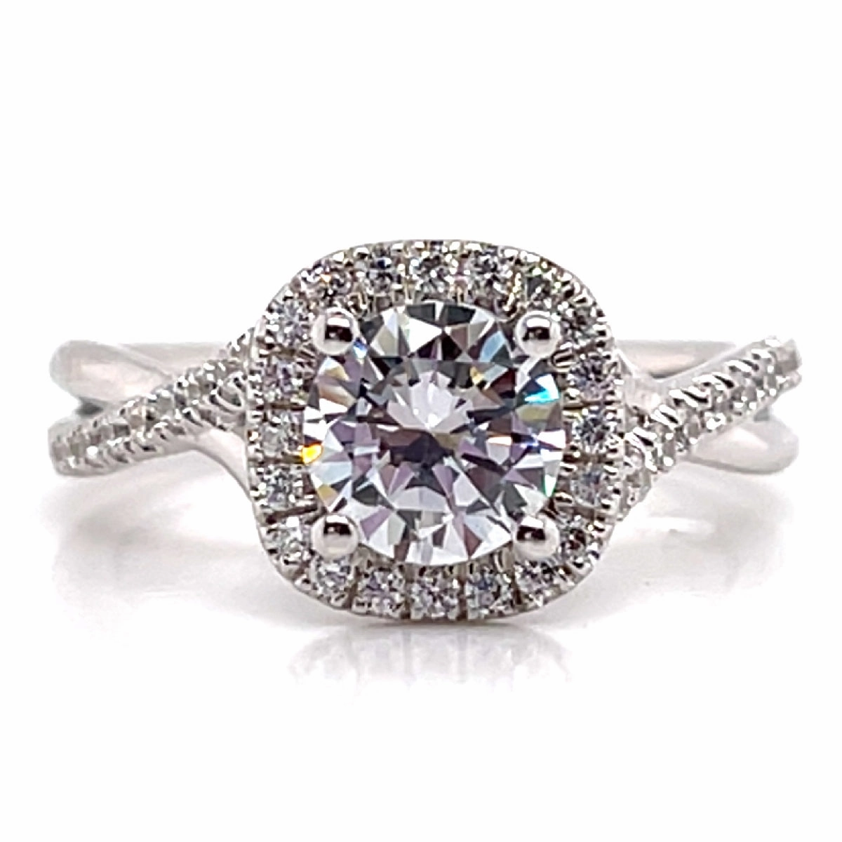 Cushion Halo Engagement Ring Setting in White Gold Glamorous Symbol