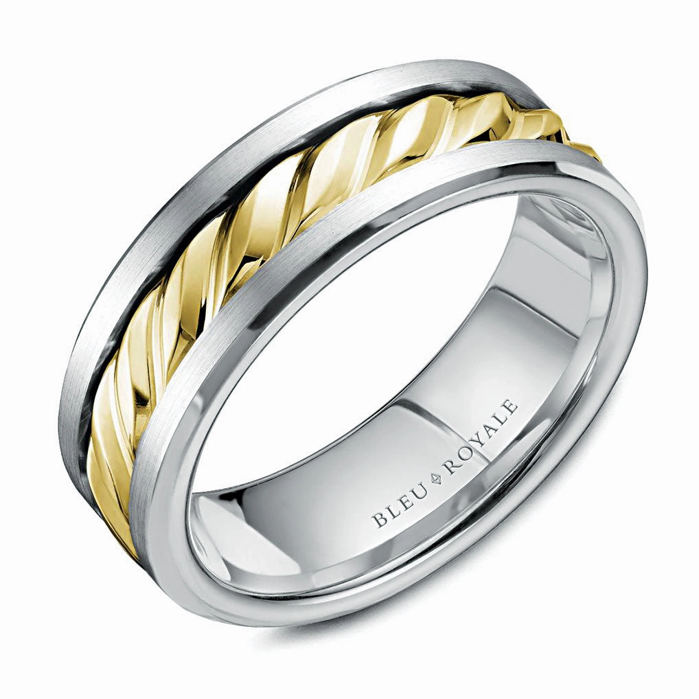 CrownRing 7.5mm Wedding Ring in 14K White/Yellow Gold Strong Accessory Value Product