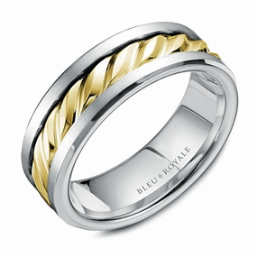 CrownRing 7.5mm Wedding Ring in 14K White/Yellow Gold Sophisticated Design