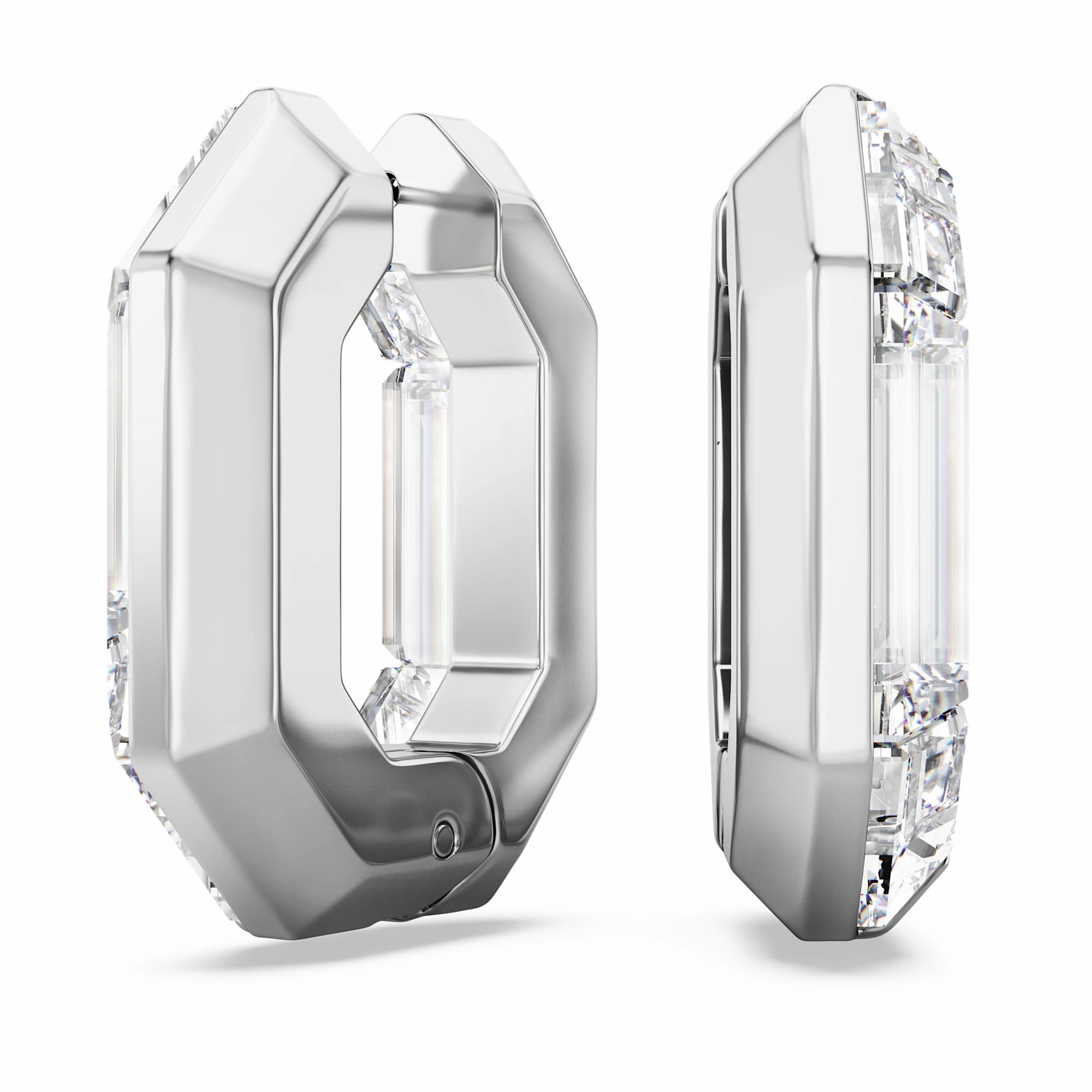 Glittering Details Minimalist Flair Swarovski Lucent Hoop Earrings, White