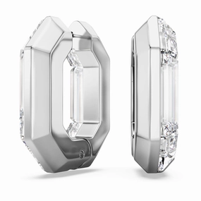 Glittering Details Minimalist Flair Swarovski Lucent Hoop Earrings, White