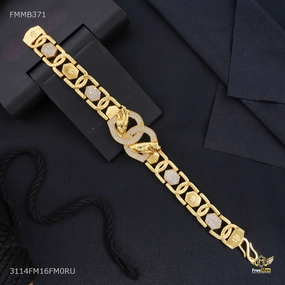 D cut AD with Jaguar Face Bracelet for Men - FMMB371 Charming Gems Timeless Impression