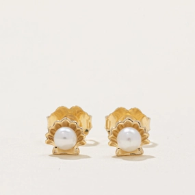 100 Ways' Freshwater Pearl in Shell Stud Earrings Formal Fit Captivating Accent