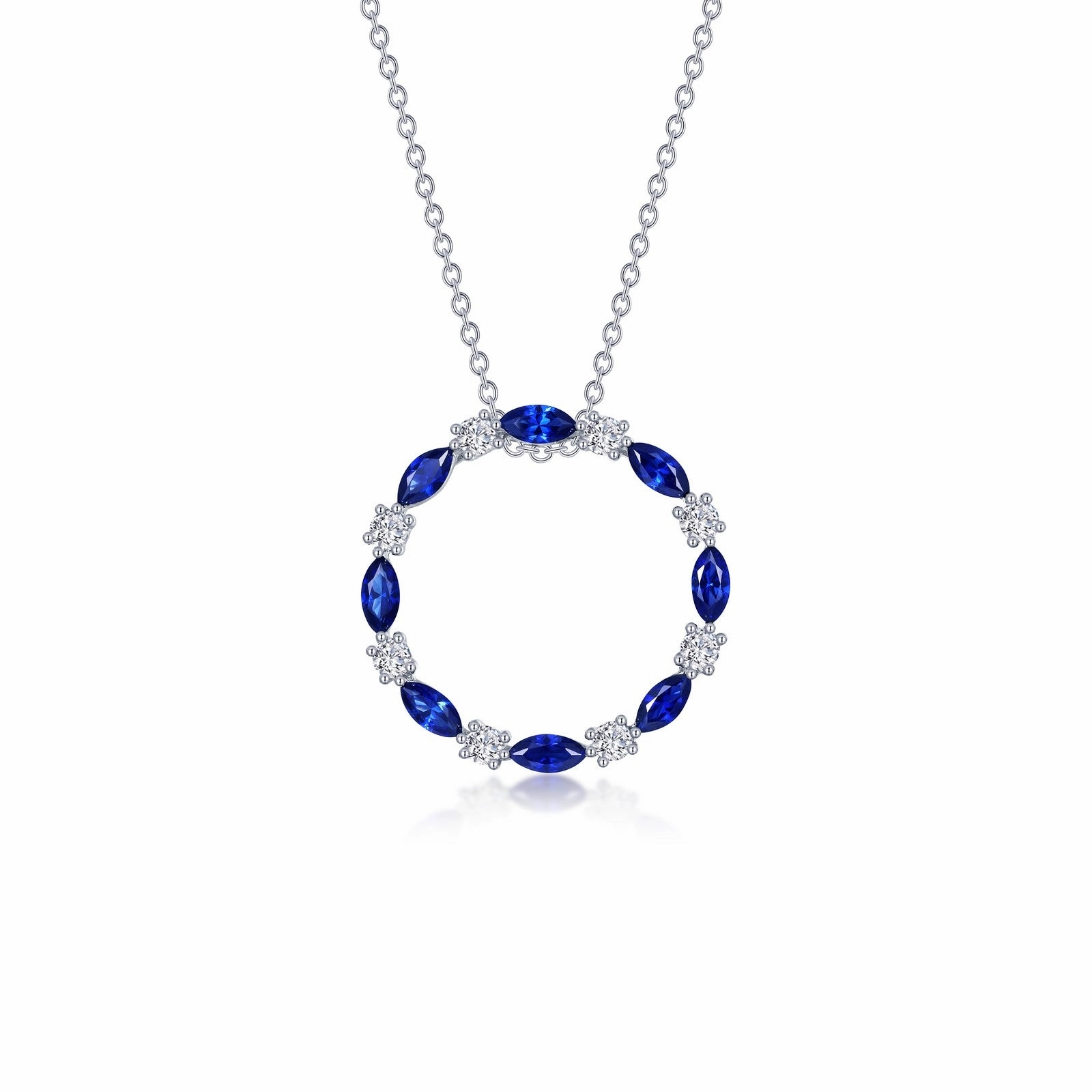 Fancy Lab-Grown Sapphire Open Circle Necklace Occasion Accent