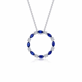 Fancy Lab-Grown Sapphire Open Circle Necklace Occasion Accent