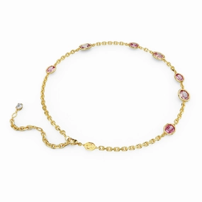 Fine Detailing Swarovski Imber necklace Octagon cut, Pink, Gold-tone plated