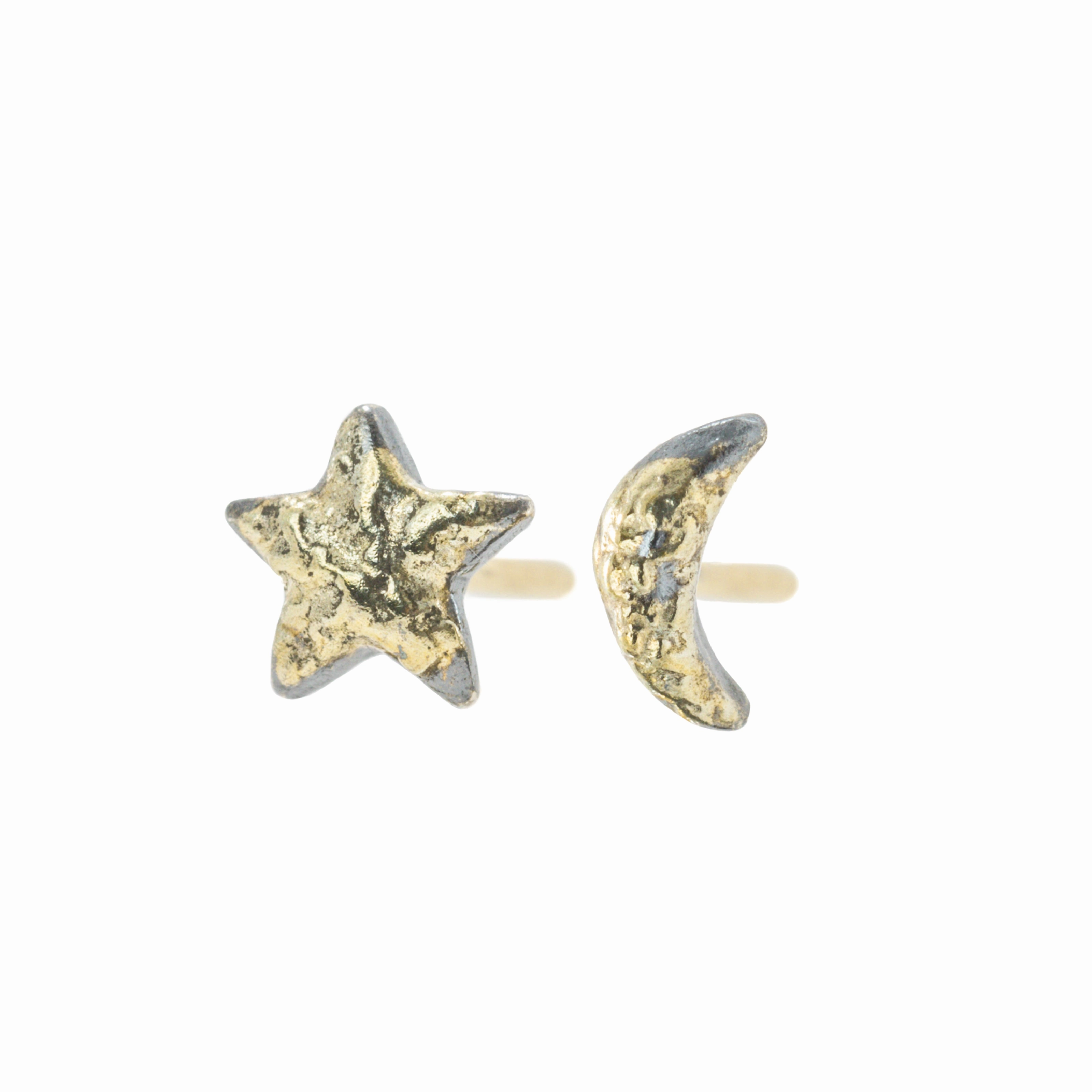 Dusted Celestial Studs - 22k/18k Gold, Oxidized Silver Fashion Jewelry Look Glamorous Design
