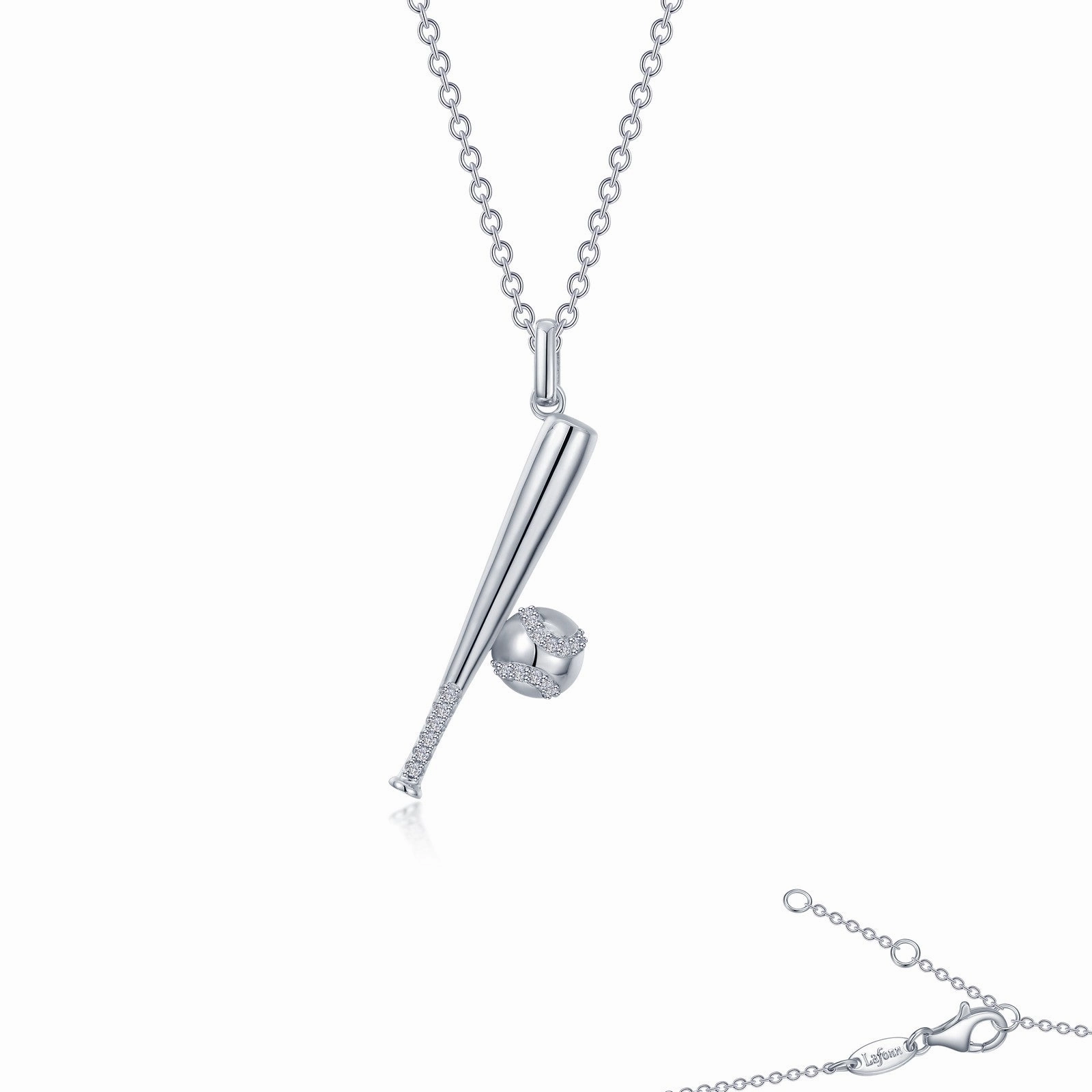 Glittering Sparkle Shining Look Lafonn Baseball & Bat Necklace