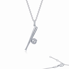 Glittering Sparkle Shining Look Lafonn Baseball & Bat Necklace