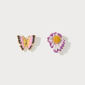 Lightweight Element Daisy Butterfly Stud Earrings