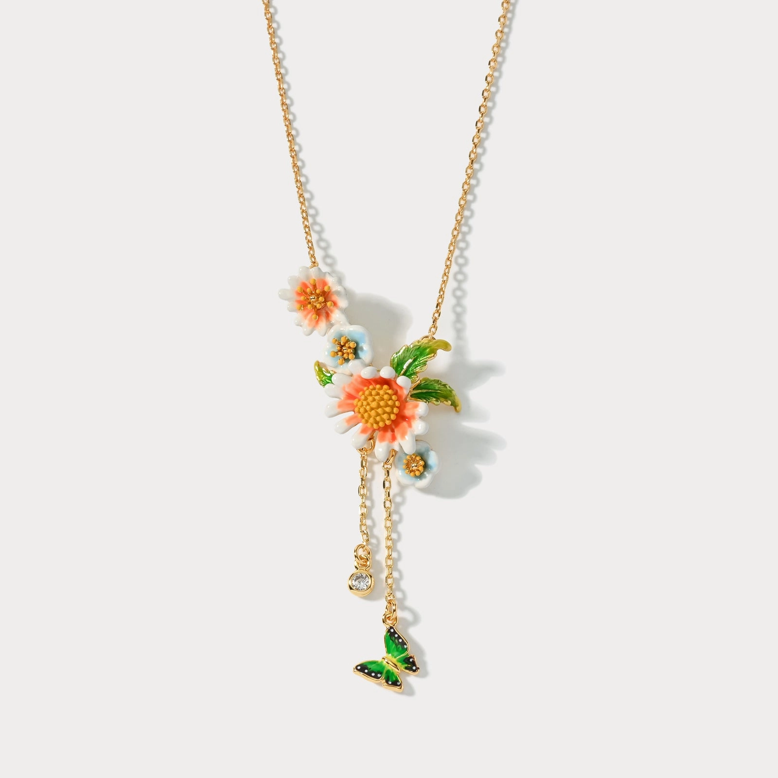 Daisy Green Butterfly Necklace Cool Detail