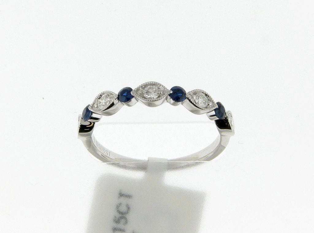 Henri Daussi Half Anniversary Diamond Wedding Ring in 18K White Gold (0.15ctw) Classic Trinket Beautiful Creation