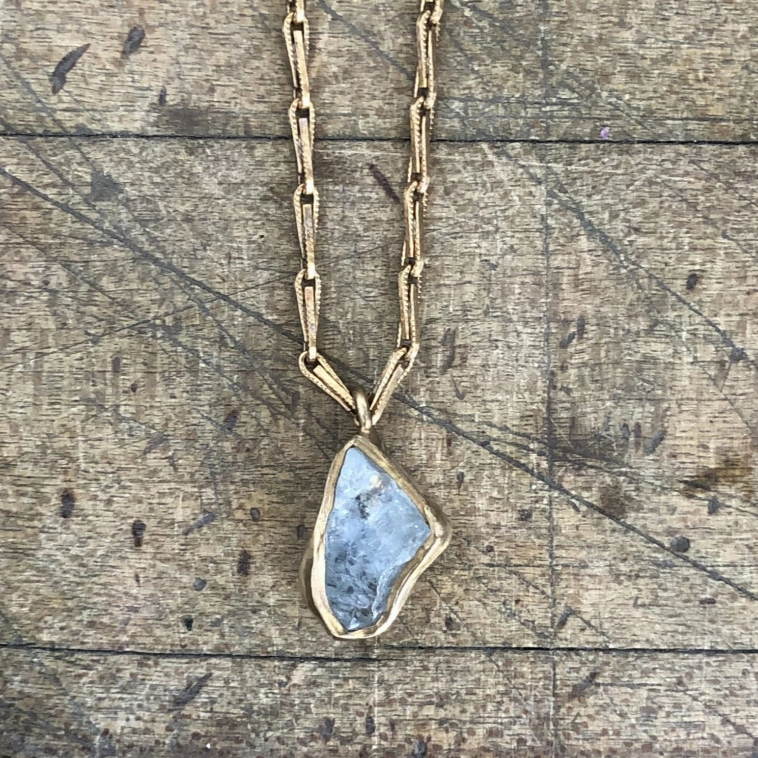 Pretty Touch Subtle Touch Guardian Pendant - Aquamarine   Brass