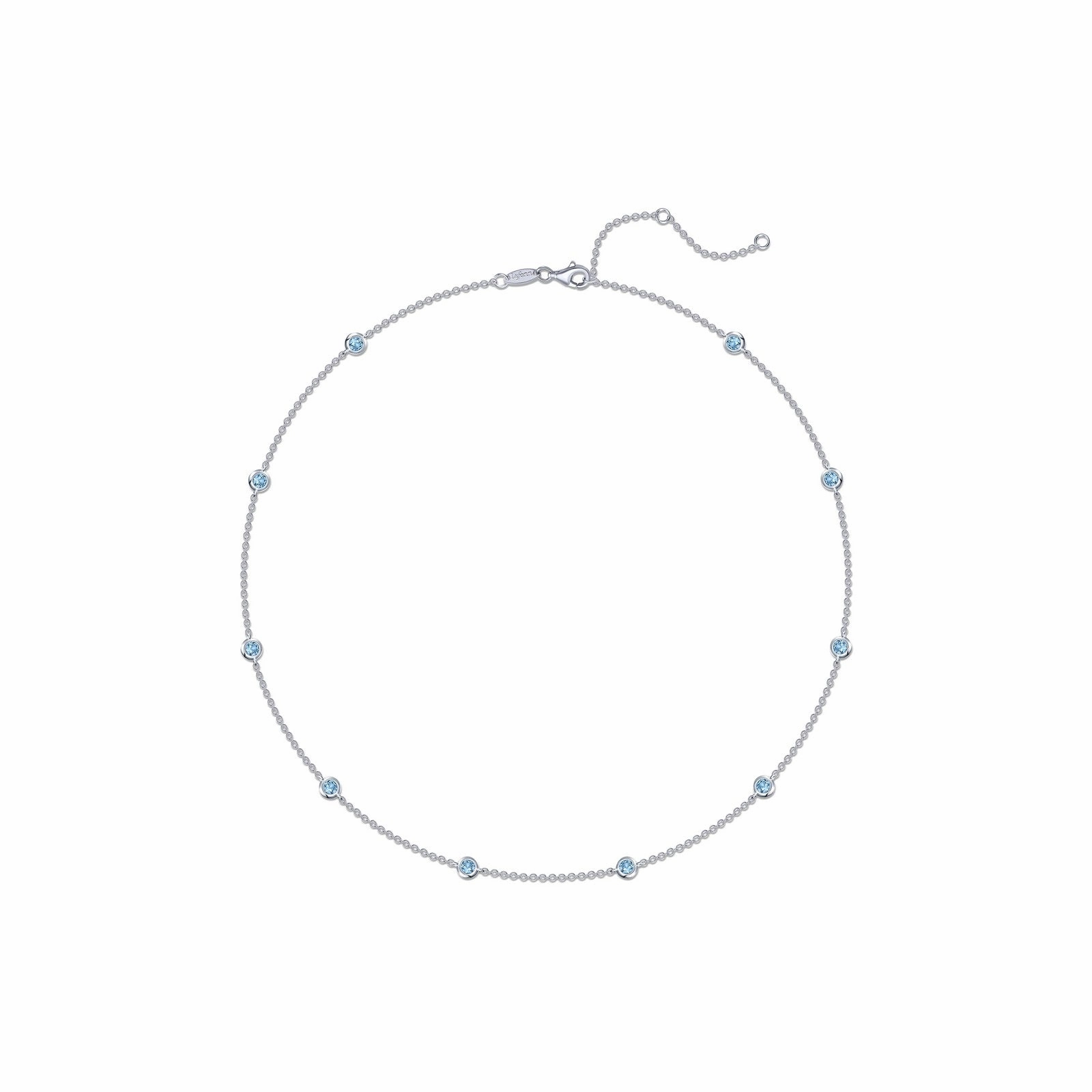 Lafonn Simulated Blue Topaz Bezel-Set Station Necklace Daily Favorite