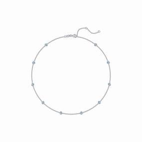 Lafonn Simulated Blue Topaz Bezel-Set Station Necklace Daily Favorite