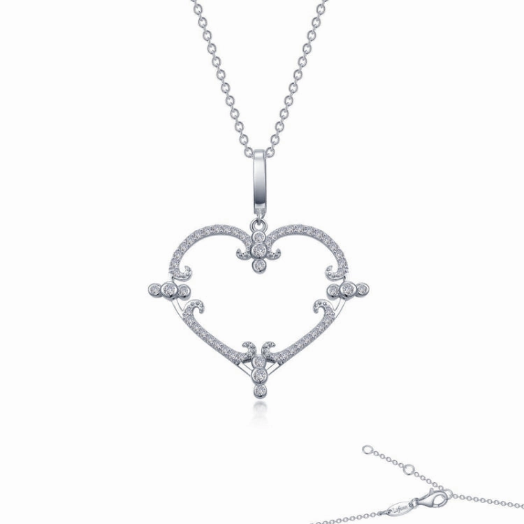 Sophisticated Shape Radiant Highlight Filigreen Heart (c) Necklace