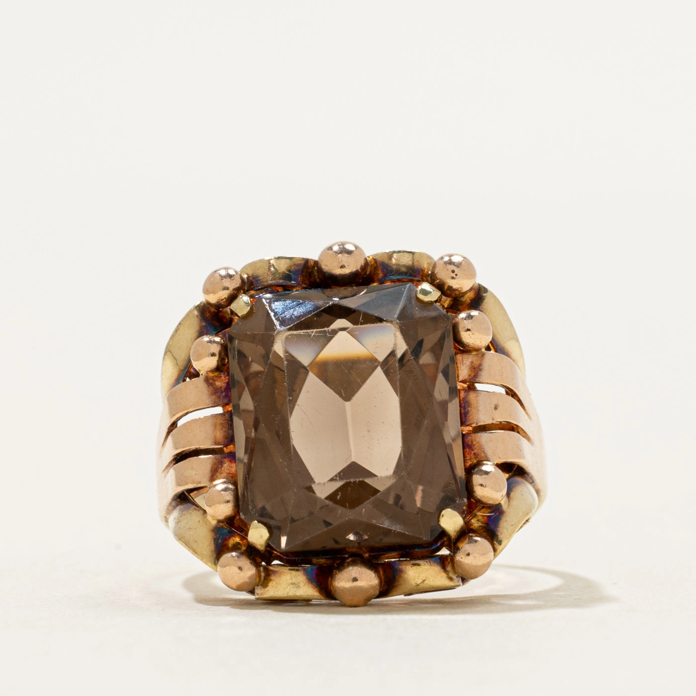 Vintage Pop Vintage Austrian Smoky Quartz Cocktail Ring | 5.20ct | SZ 4.25