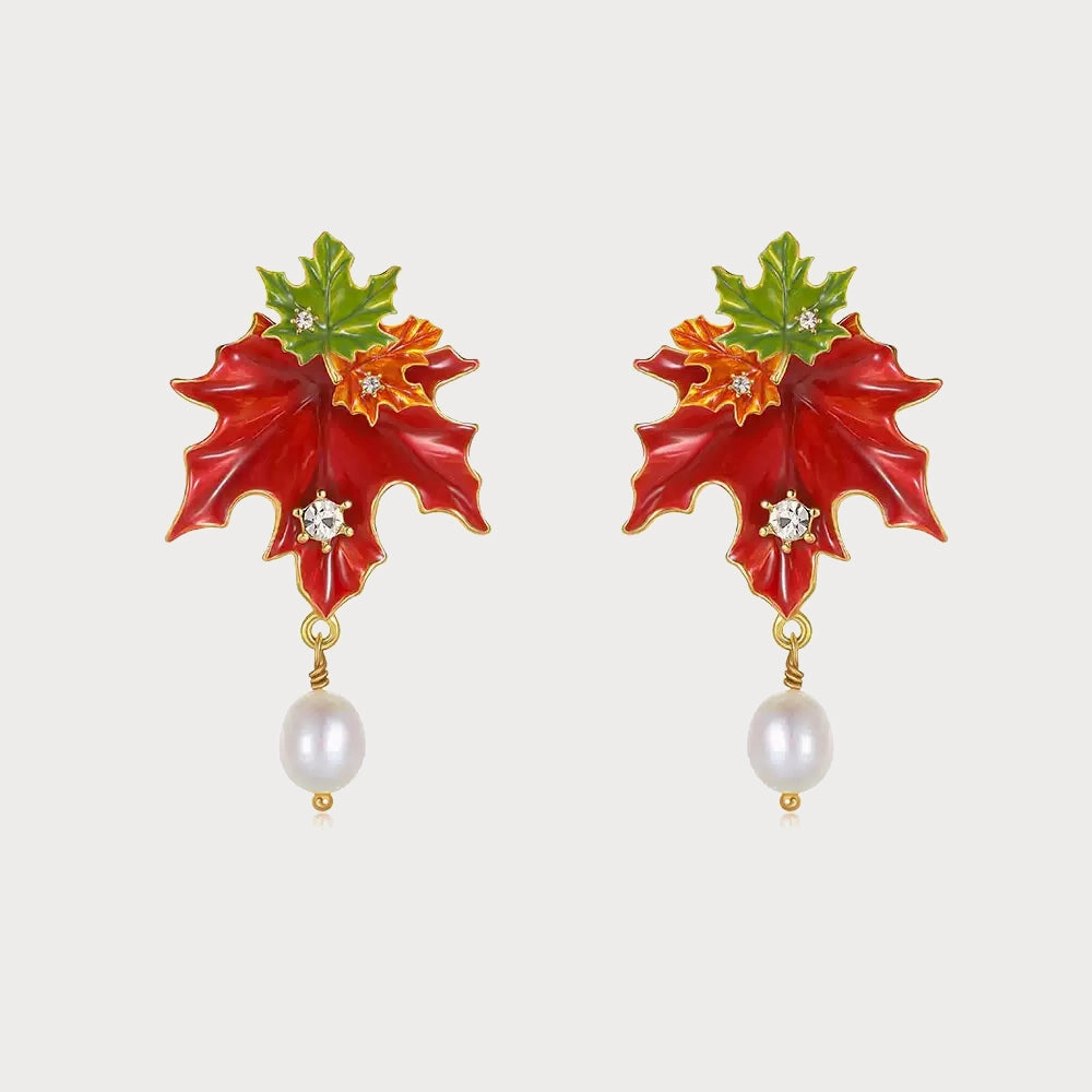 Maple Leaf Pearl Earrings Grand Ornament
