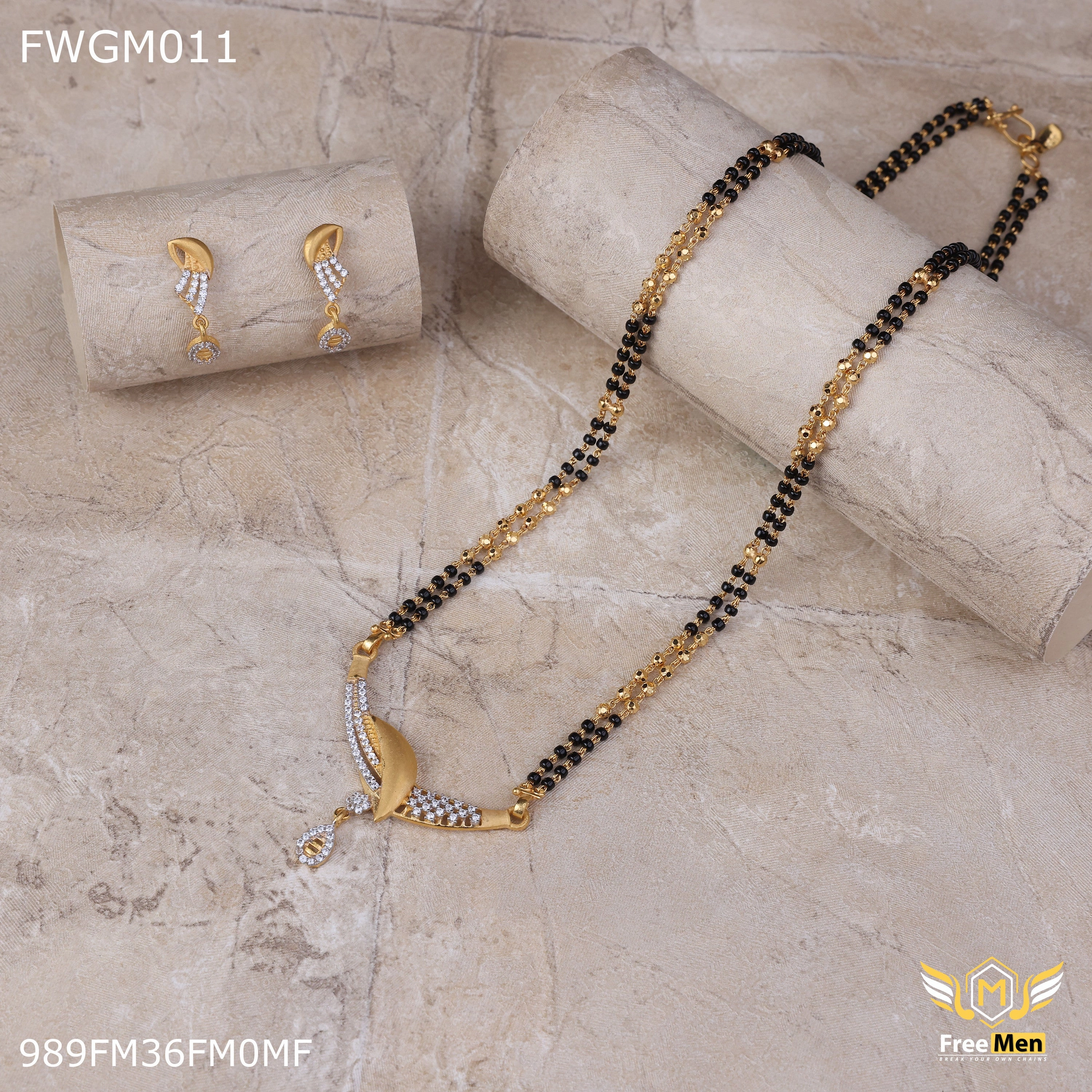 Sculpted Shape Freemen 1GM Glorius Chand pendent ad with earring for women - FWGM011