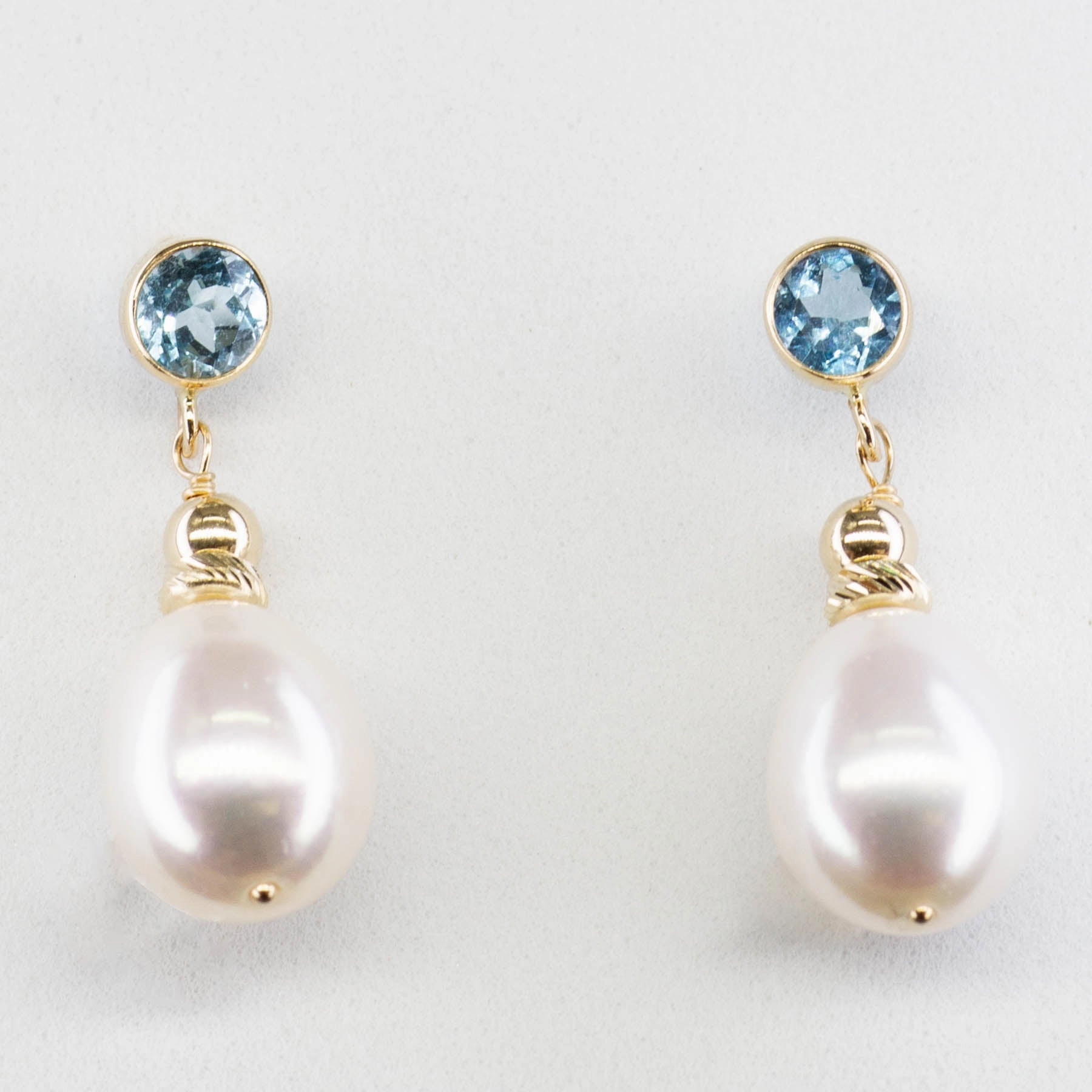 '100 Ways' Swiss Blue Topaz & Pearl Drop Earrings | 3.50ctw, 0.60ctw | Trendy Touch Distinctive Style Pieces