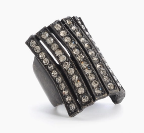 Crystal Shield Cocktail Ring - Antique Brass Finish Feminine Glow Party essential