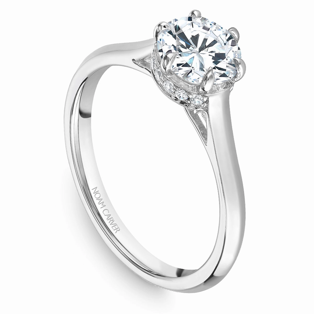 Creative Work Noam Carver Hidden Halo Solitaire Engagement Ring Setting in White Gold