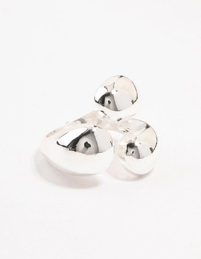 Neutral Tone Silver Plated Bubbly Wrapped Ring