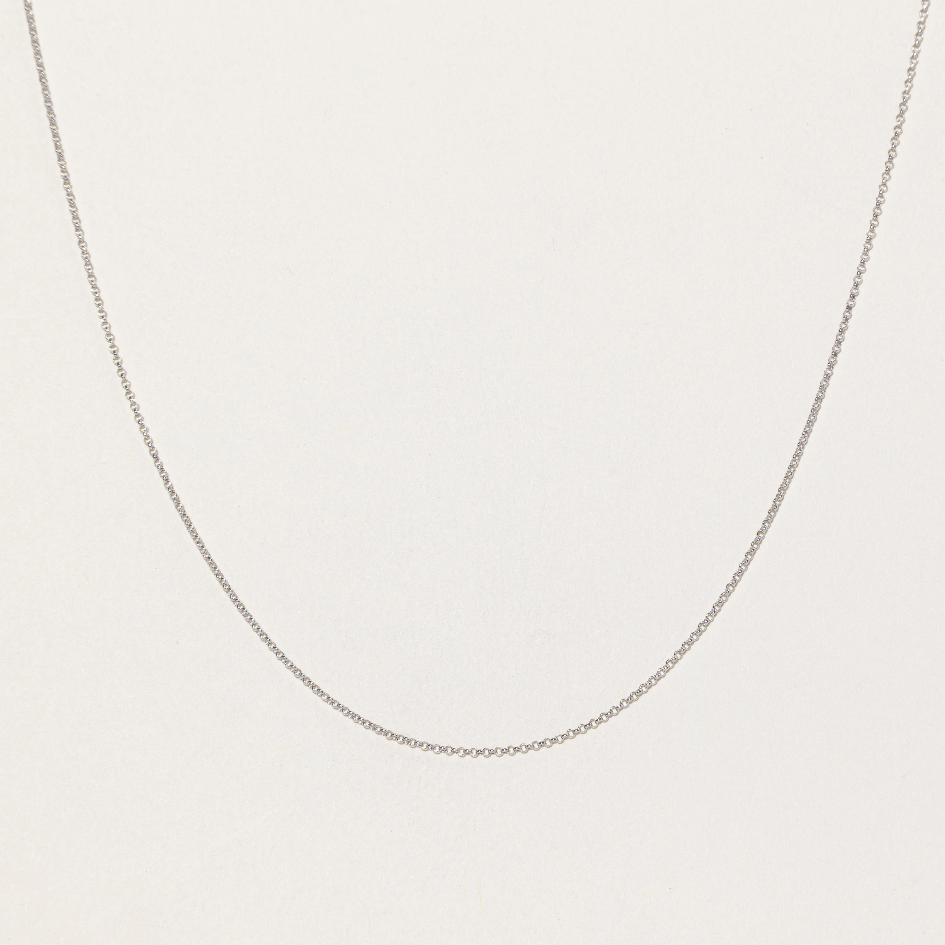 Stylish Line '100 Ways' 14k White Gold Rolo Chain Necklace | 18"