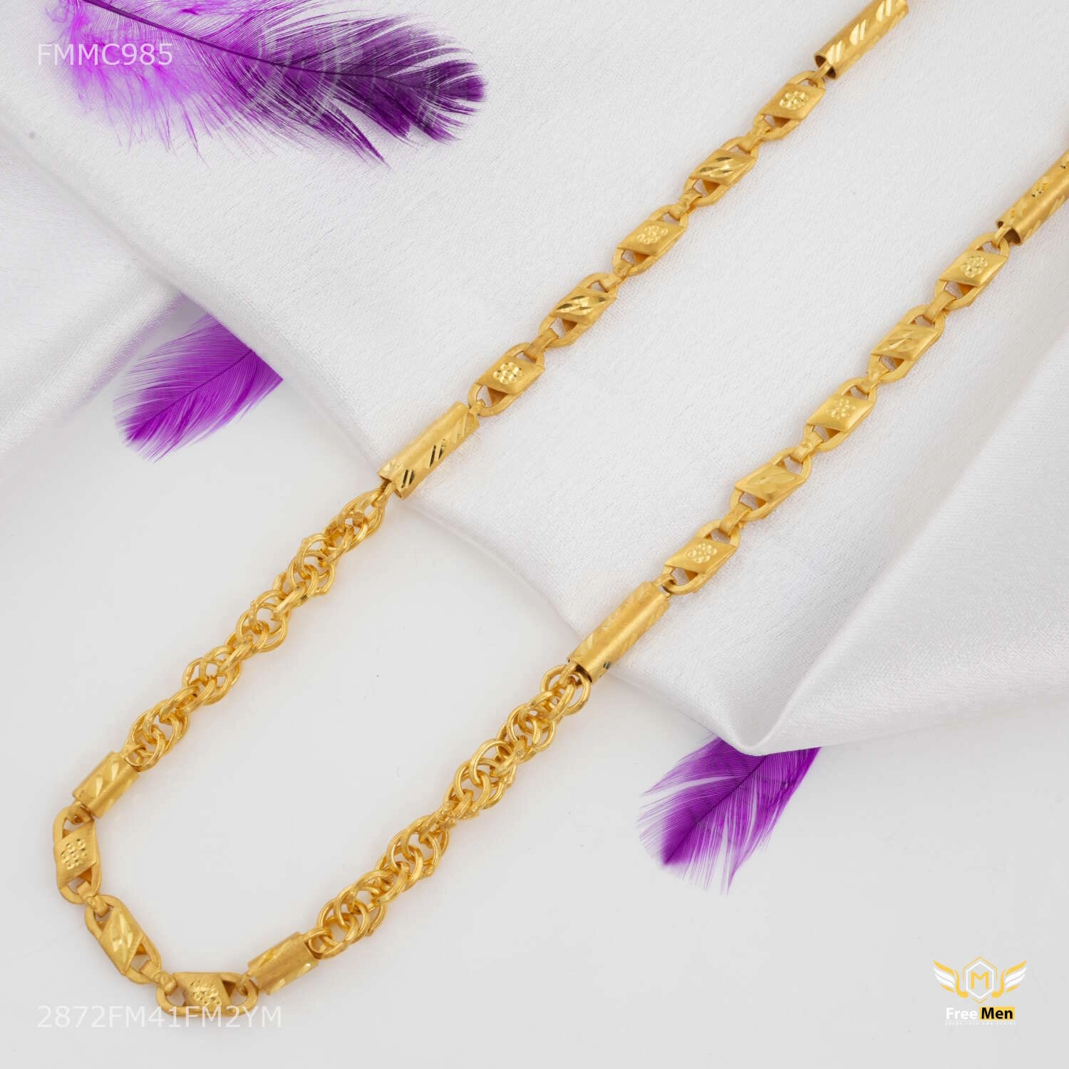 Indo Pipe with Flower gold plated Chain - FMGC985 Sleek Glamour