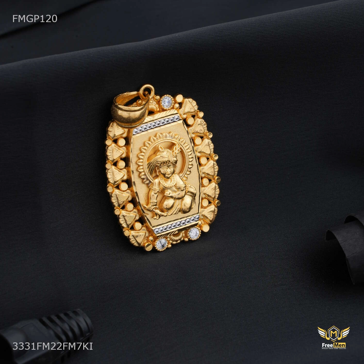 Delicate Piece Sparkle Focus Lord Krishna ji with Rhodium Gold Plated Pendant for Men - FMGP120