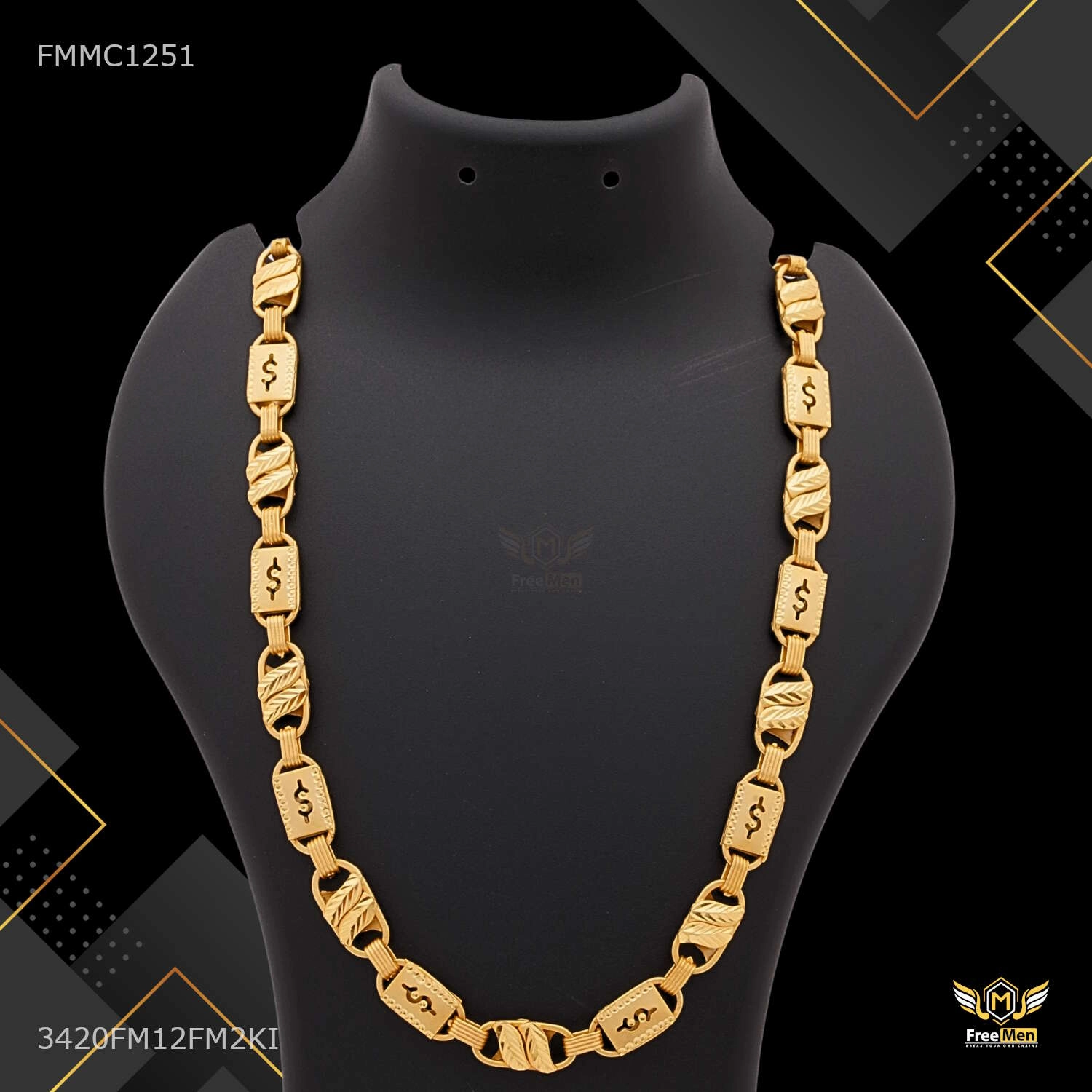 Shini Leaf Lotus with Doller Nawabi Chain for Man - FMMC1251 Fashionable Shine