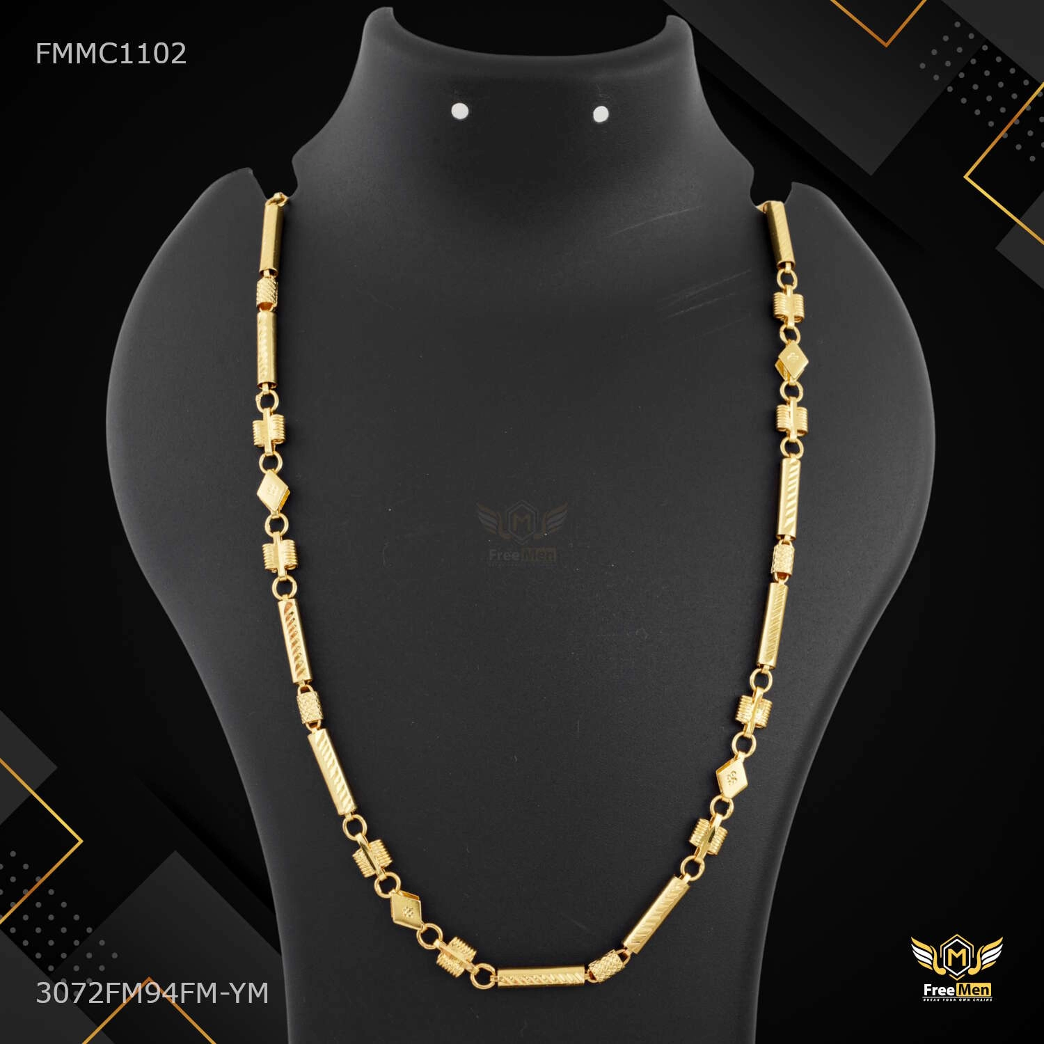 Designer Long Pipe with Spring chain for Man - FMMC1102 Dazzling Detail