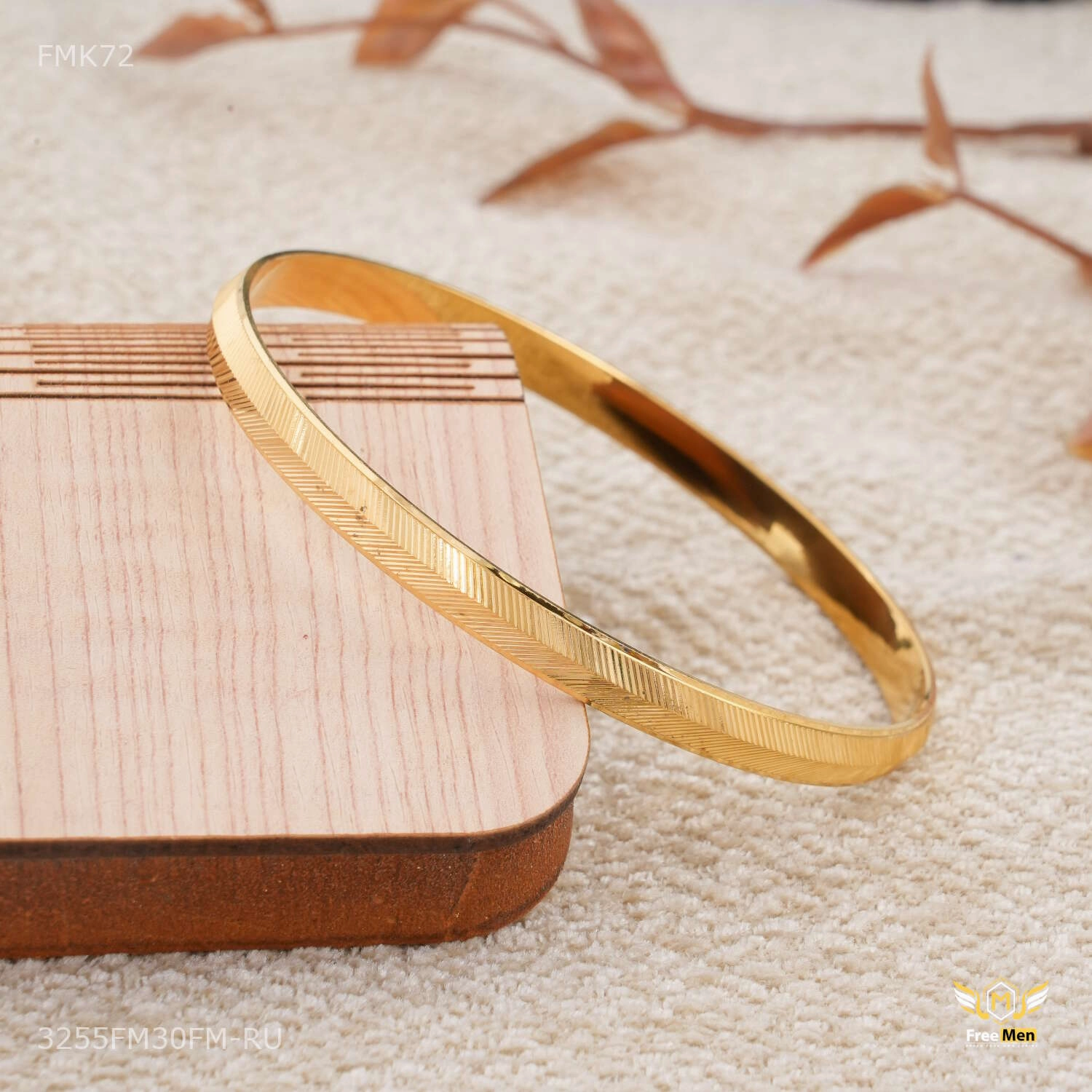 Designer Mini Arrow Lining golden kada for Men FMK72 Chic Choice